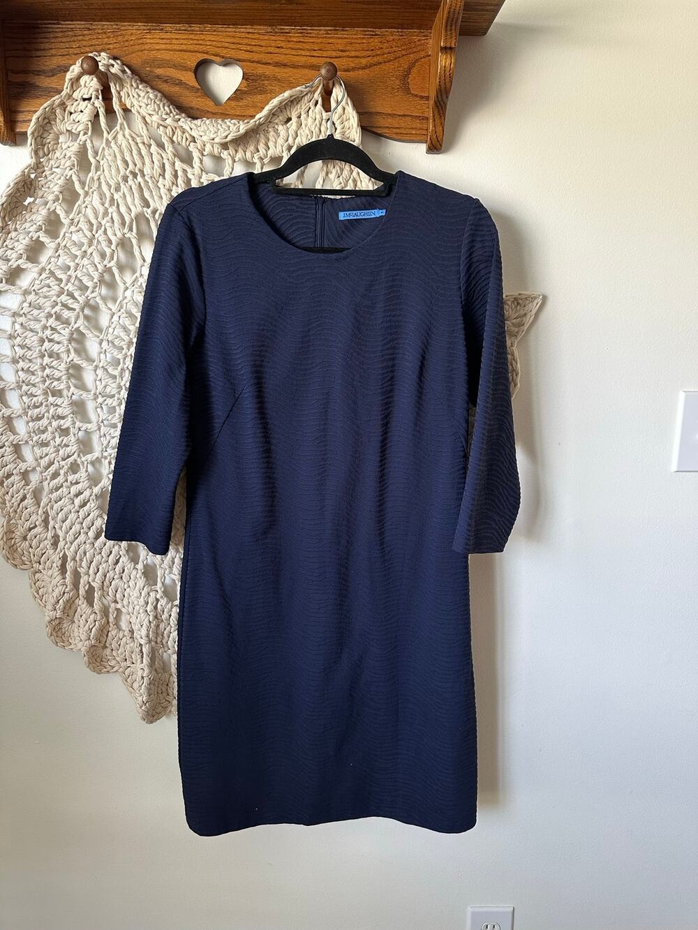 J.McLaughlin Navy Blue Zebra Print Catalina Cloth Shift Dress Size Medium
